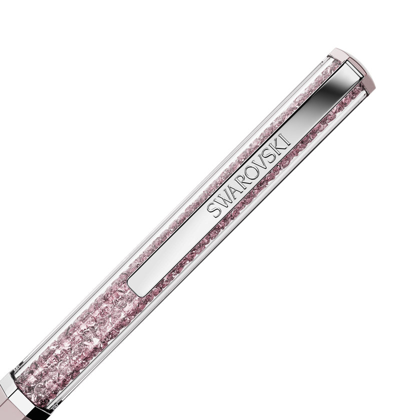 swarovski قلم حبر جاف crystalline، مطلي باللاكر الوردي، طلاء كروم