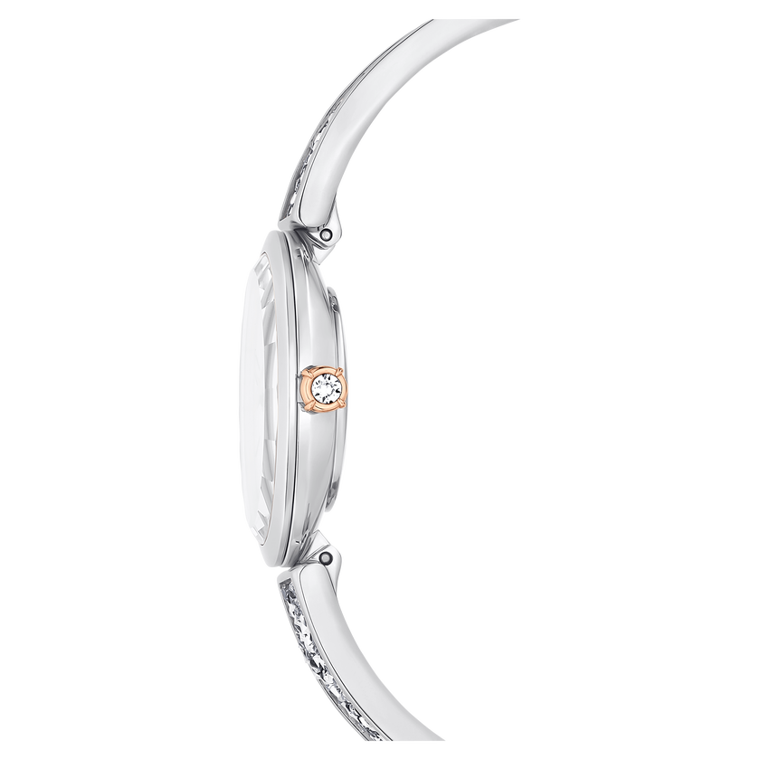 swarovski ساعة crystal rock oval، صناعة سويسرية، سوار معدني، لون أبيض، ستانلس ستيل