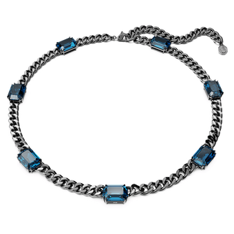 swarovski عقد millenia، قطع مثمن، لون أزرق، طلاء روثينيوم