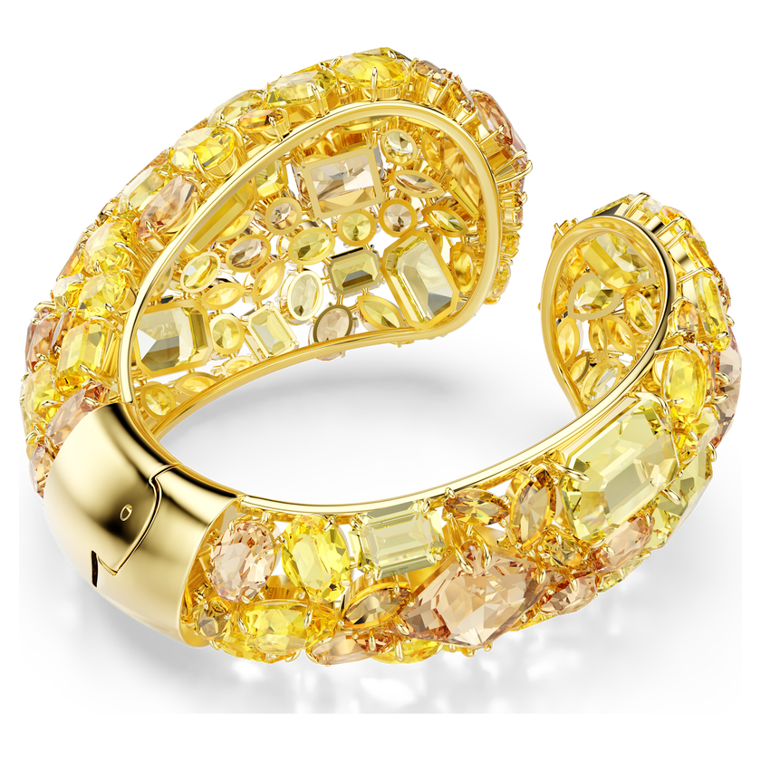 swarovski سوار gema، لون أصفر، طلاء باللون الذهبي