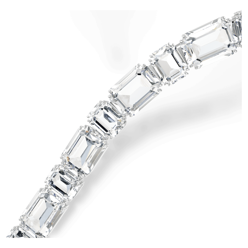 swarovski عقد millenia tennis، قطع مُثَمَّن، لون أبيض، طلاء روديوم