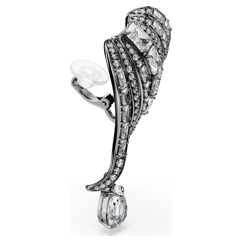 swarovski حلية الأذن the vienna collection، شكل ريشة، لون أبيض، طلاء روثينيوم