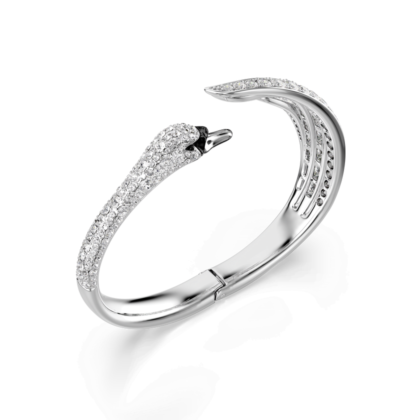 swarovski سوار vienna، قطع متنوع، شكل بجعة، لون أبيض، طلاء روديوم