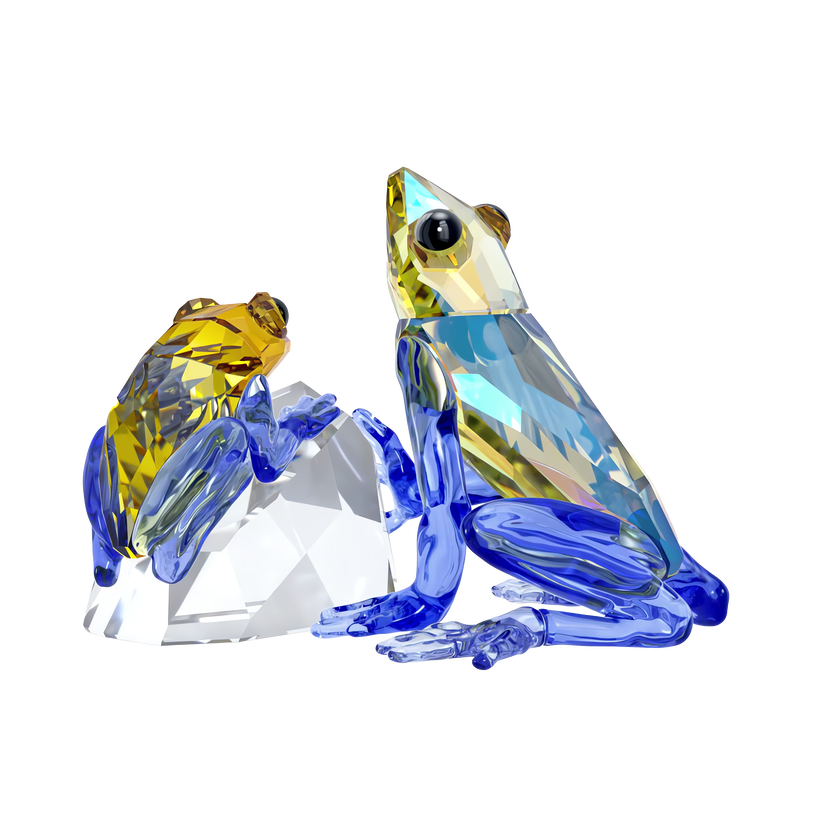 swarovski مجسم ضفدع وطفله، مجموعة idyllia