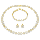 swarovski طقم una angelic، طقم  3 قطع ، قطع مستدير، لون أبيض، طلاء باللون الذهبي