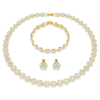 swarovski طقم una angelic، طقم  3 قطع ، قطع مستدير، لون أبيض، طلاء باللون الذهبي