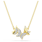 swarovski عقد idyllia lilia، شكل فراشة، لون أبيض، طلاء باللون الذهبي