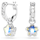 swarovski أقراط متدلية chroma، قطع متنوع، نجمة، لون أبيض، طلاء روديوم