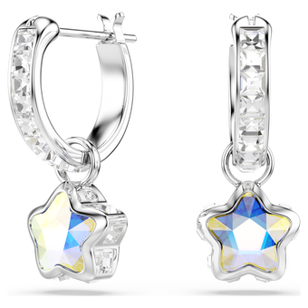 swarovski أقراط متدلية chroma، قطع متنوع، نجمة، لون أبيض، طلاء روديوم