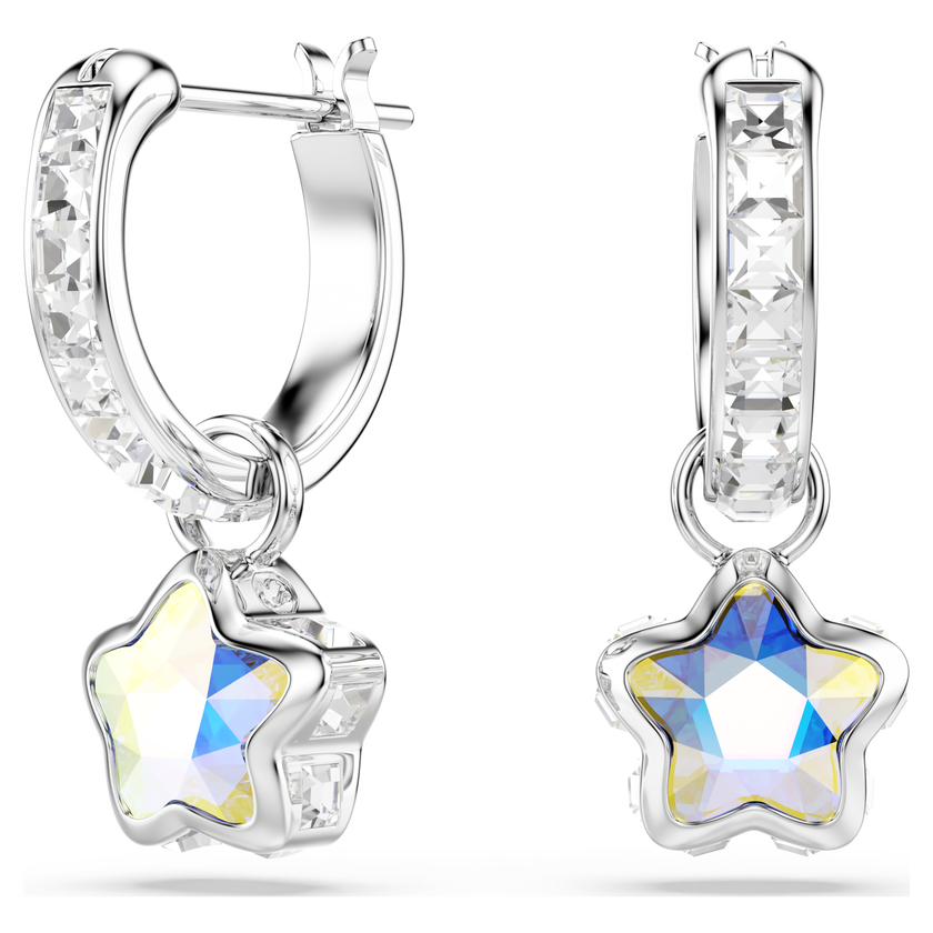 swarovski أقراط متدلية chroma، قطع متنوع، نجمة، لون أبيض، طلاء روديوم