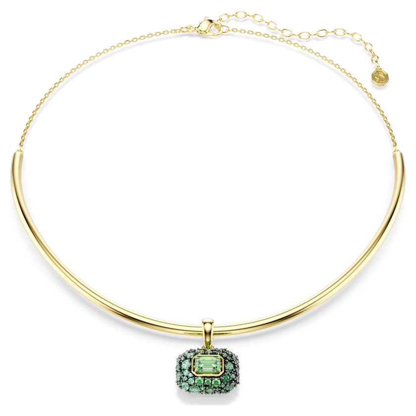 swarovski عقد شوكر sublima، قطع مثمن، لون أخضر، لمسة نهائية من الذهب عيار 18 قيراط