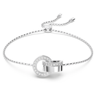 Hollow bracelet, Interlocking loop, White, Rhodium plated