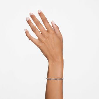 سوار Matrix Tennis، قطع مستدير، لون أبيض، طلاء روديوم swarovski سوار matrix tennis، قطع مستدير، لون أبيض، طلاء روديوم