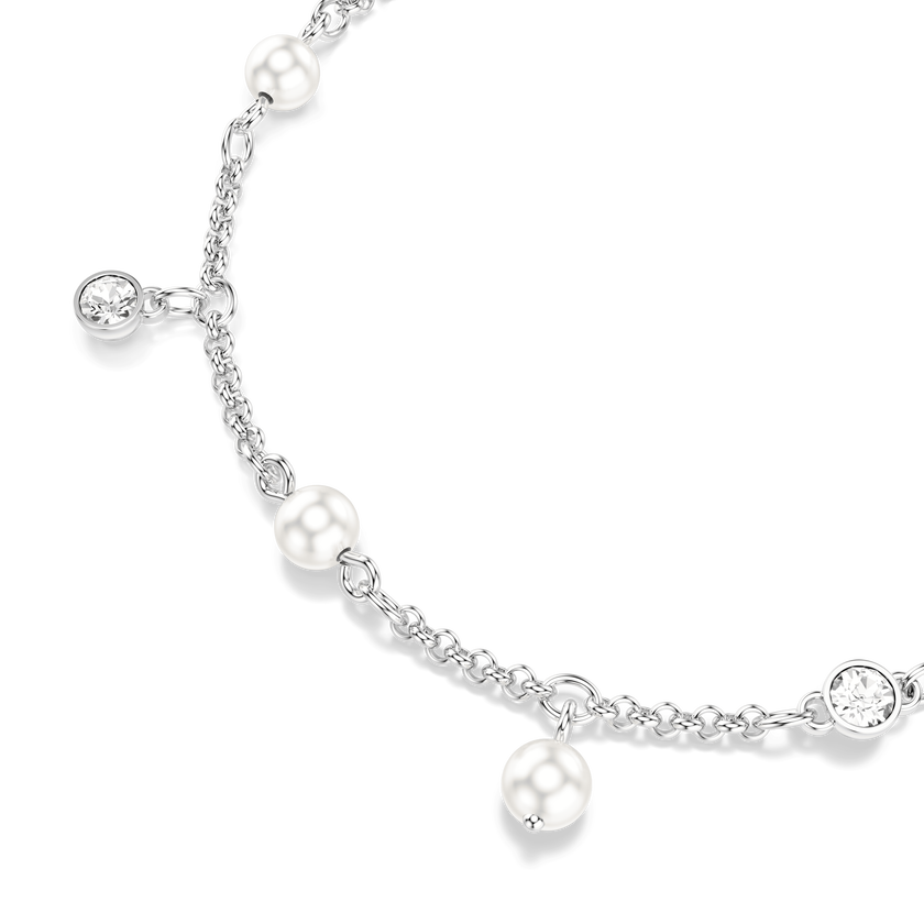 swarovski سوار imber، لؤلؤ كريستالي، قطع مستدير، لون أبيض، طلاء روديوم