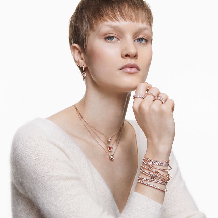 swarovski سوار تنس matrix، قطع مُستدير، لون أبيض، لمسة نهائية من الذهب الوردي عيار 18 قيراط