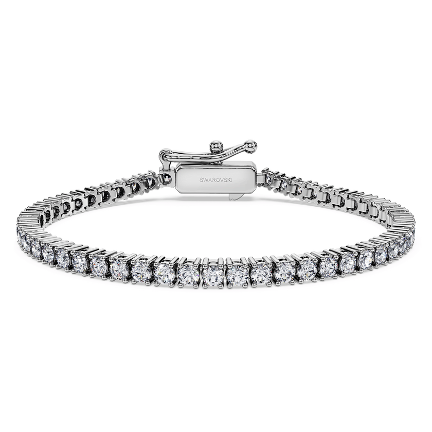 swarovski سوار تنس eternity، ألماس مُصنع في المختبر إجمالي 3 قيراط، شكل دائري، ذهب أبيض عيار 18 قيراط