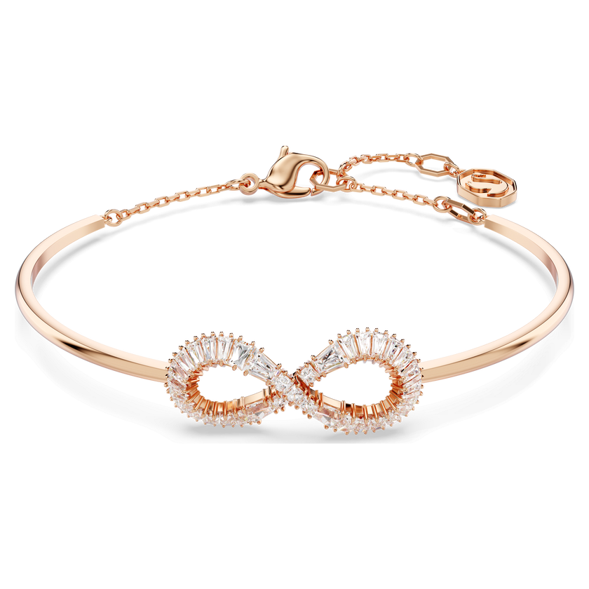 swarovski سوار hyperbola، شكل إنفينيتي، لون أبيض، طلاء ذهبي وردي