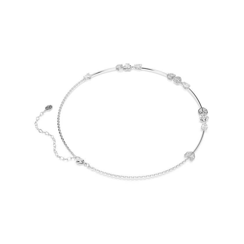 swarovski عقد idyllia، شكل قلب وسهم، لون أبيض، طلاء روديوم
