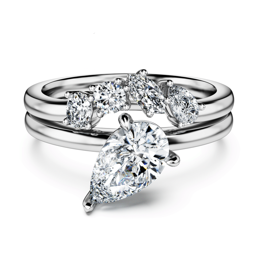 swarovski خاتم galaxy، أحجار ألماس مُصنعة في المختبر بإجمالي 1 4 قيراط، ذهب أبيض عيار 18