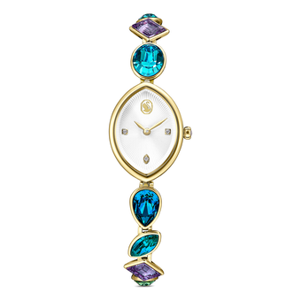 swarovski ساعة gema، سوار كريستال، لون ذهبي، لمسة نهائية باللون الذهبي