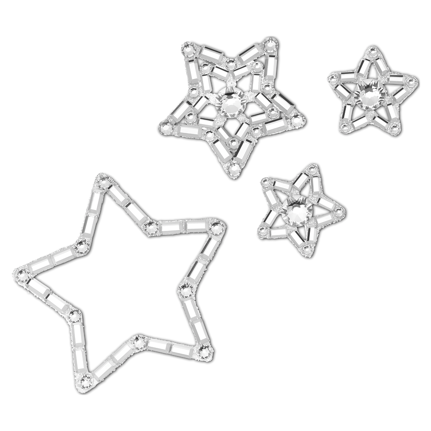 swarovski مجوهرات للجسم، طقم مكون من 4 قطع، على شكل نجمة، لون أبيض