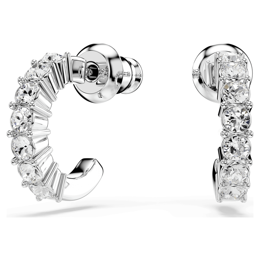swarovski أقراط حلقية mini hoop، قطع مُستدير، لون أبيض، طلاء روديوم