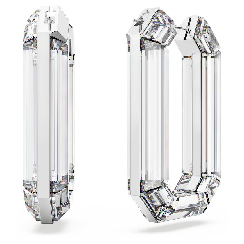 swarovski أقراط حلقية lucent، تصميم متميز، ثمانية الشكل، لون أبيض