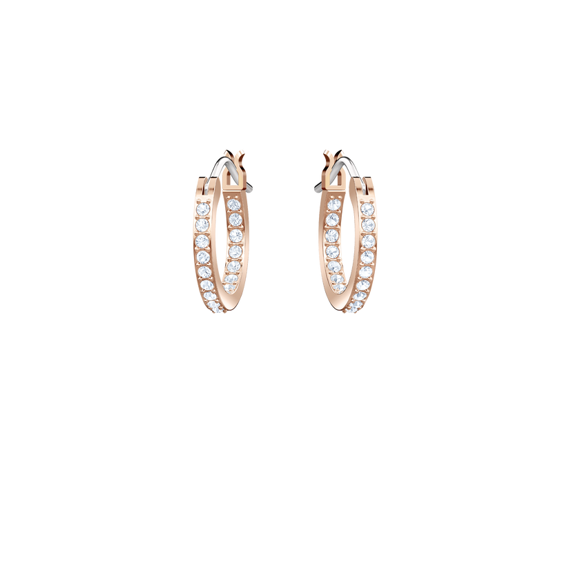 swarovski أقراط متدلية symbolic من سواروفسكي، على شكل قمر ونجمة، لون أسود، طلاء باللون الذهبي الوردي