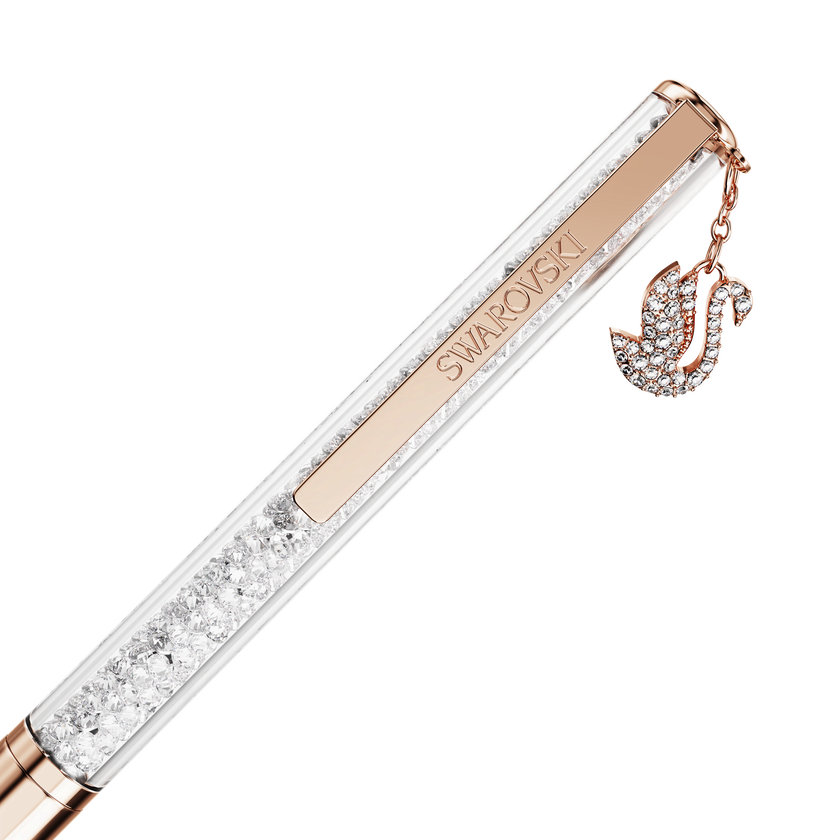 swarovski قلم حبر جاف crystalline، بجعة، طلاء باللون الذهبي الوردي