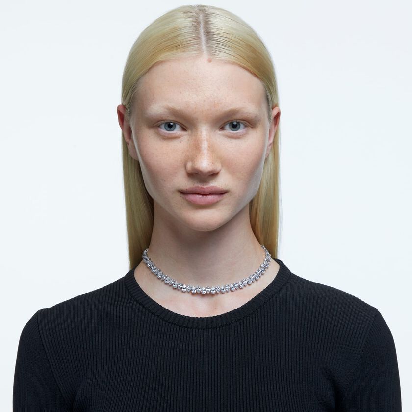 swarovski عقد matrix، قطع على شكل كمثرى، لون أبيض، طلاء روديوم