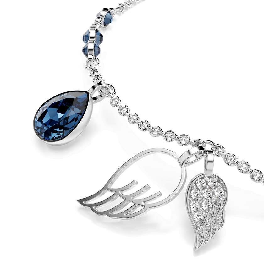 swarovski symbolica bracelet  wing  blue  rhodium plated