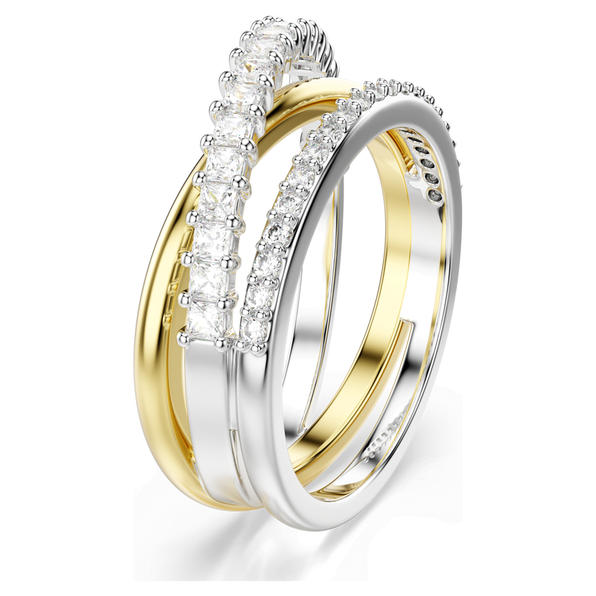 swarovski خاتم hyperbola، قطع متنوع، لون أبيض، لمسة نهائية من معادن مختلطة