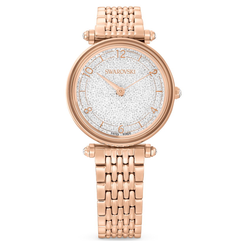 swarovski ساعة crystalline wonder، صناعة سويسرية، سوار معدني، لون ذهبي وردي، لمسة نهائية بلون ذهبي وردي