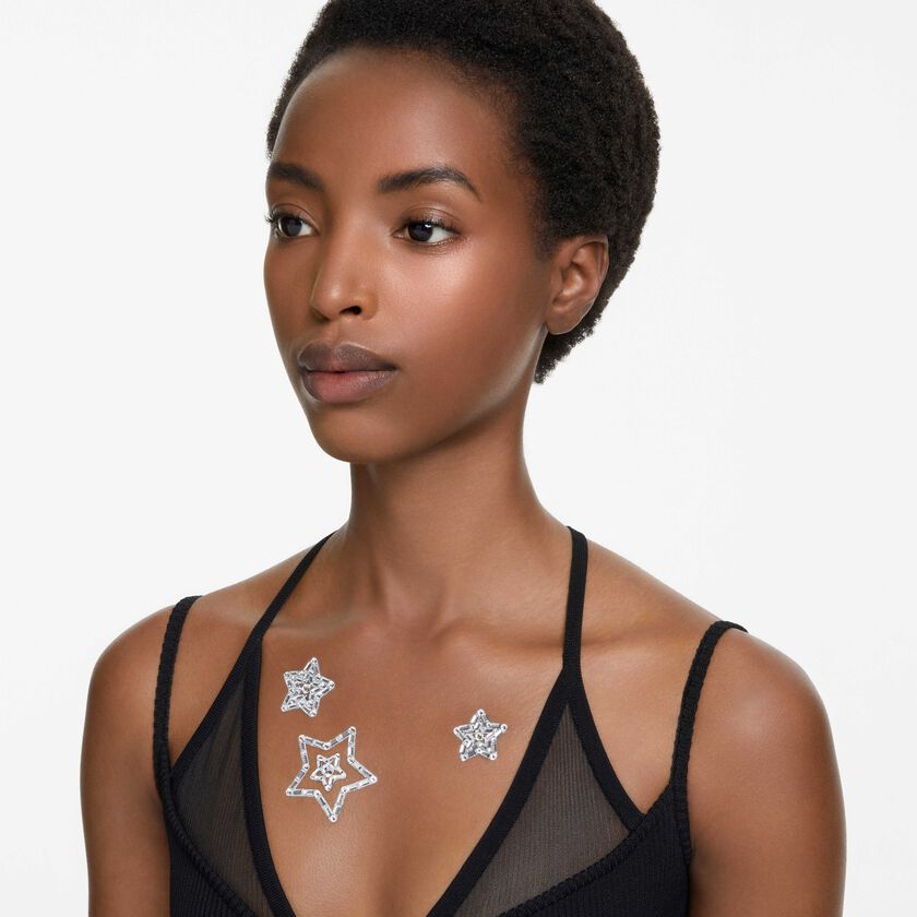 swarovski مجوهرات للجسم، طقم مكون من 4 قطع، على شكل نجمة، لون أبيض