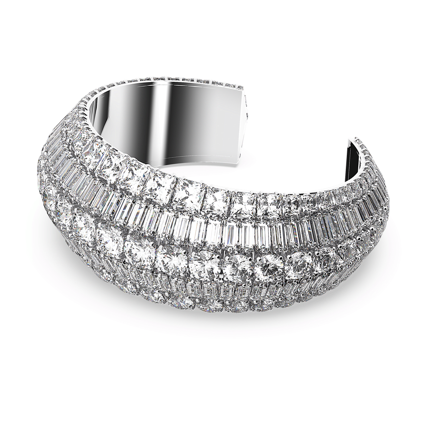 swarovski إسورة hyperbola، كبير، لون أبيض، طلاء روديوم