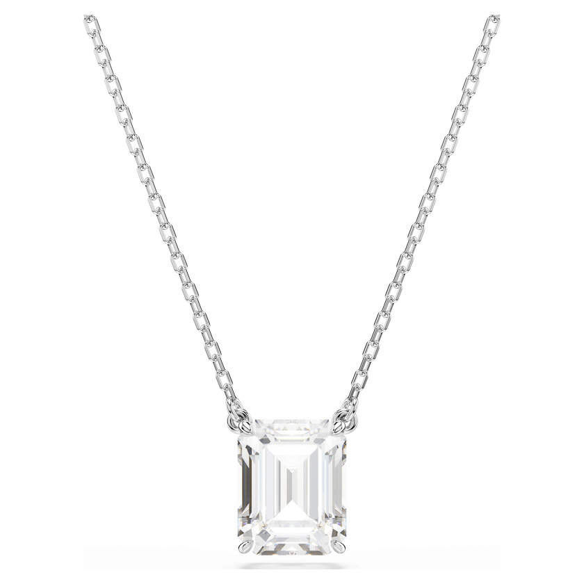 swarovski قلادة stilla، قطع مثمن، لون أبيض، طلاء روديوم
