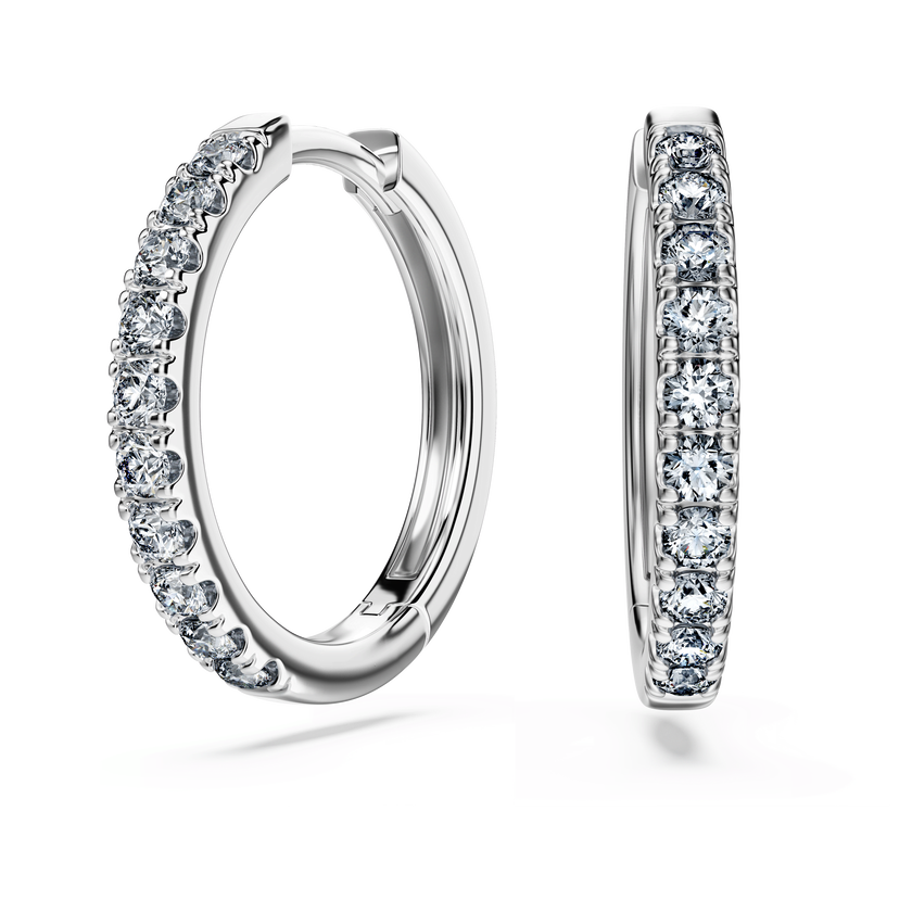 swarovski أقراط حلقية eternity، أحجار ألماس مُصنعة في المختبر بإجمالي 0 56 قيراط، شكل دائري، فضة إسترليني
