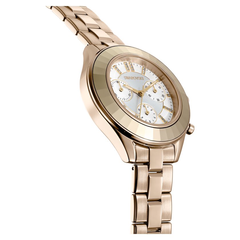 ساعة Octea Lux، سوار معدن، لون أبيض، طلاء PVD باللون الذهبي