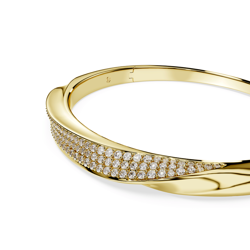 swarovski سوار classica، قطع مُستدير، لون أبيض، فضة استرليني، لمسة نهائية من الذهب عيار 18 قيراط