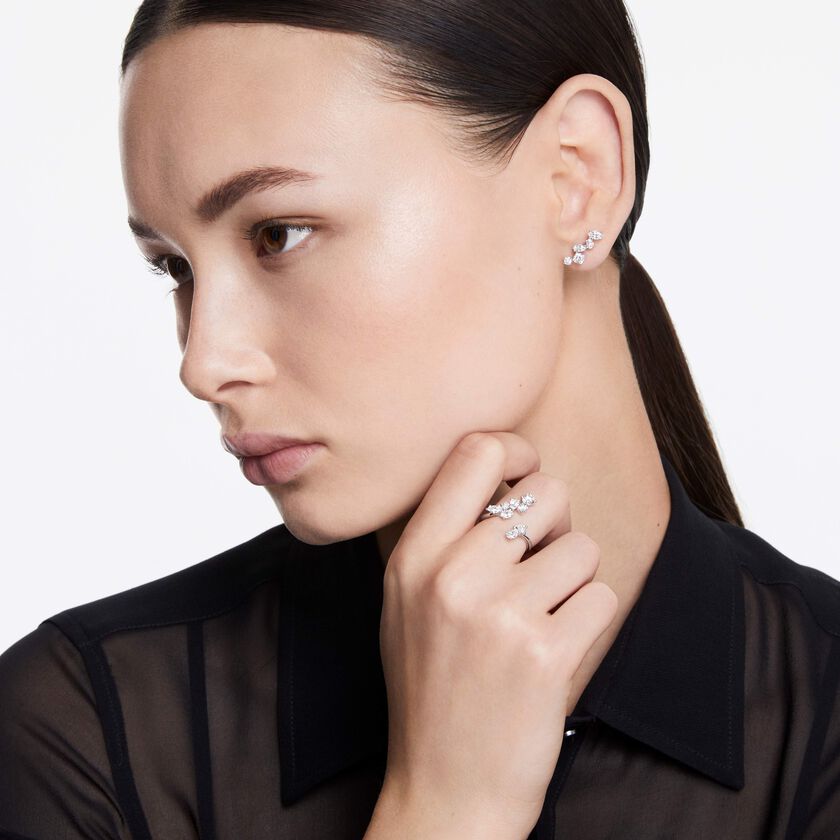 swarovski حلي الأذن galaxy، أحجار ألماس مُصنعة في المختبر بإجمالي 1 25 قيراط، ذهب أبيض عيار 18
