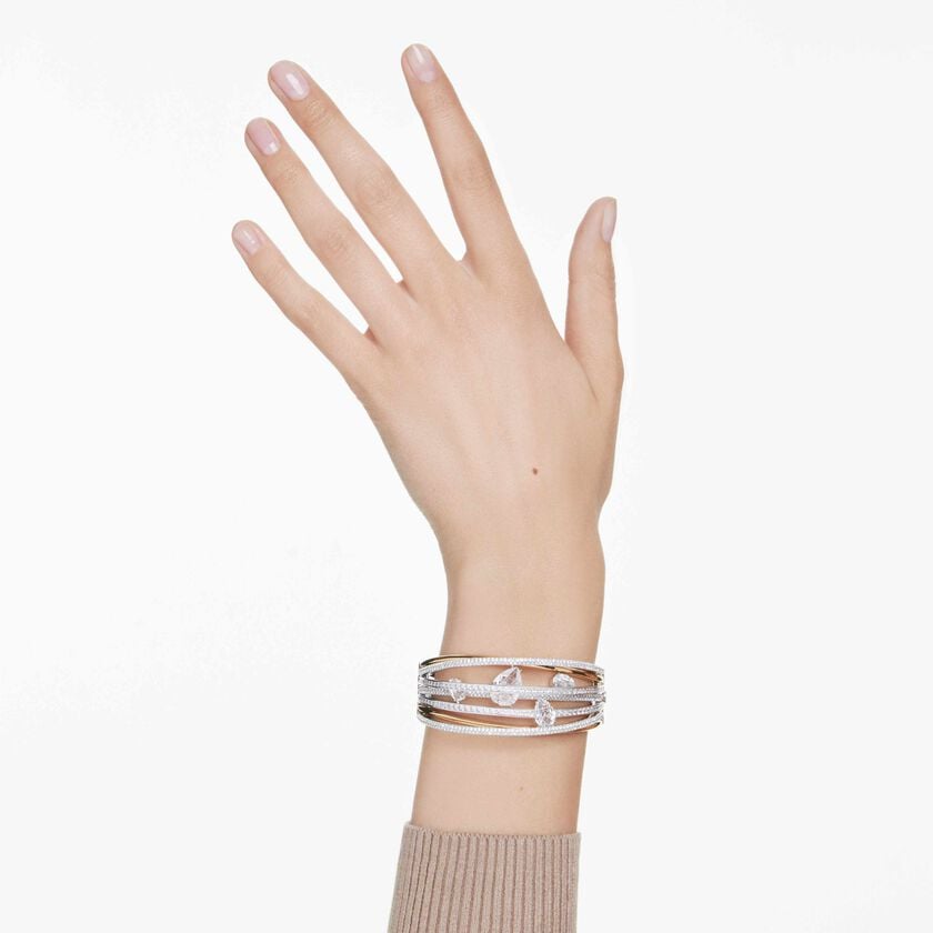 swarovski سوار hyperbola، قطع متنوع، لون أبيض، لمسة نهائية من معادن مختلطة