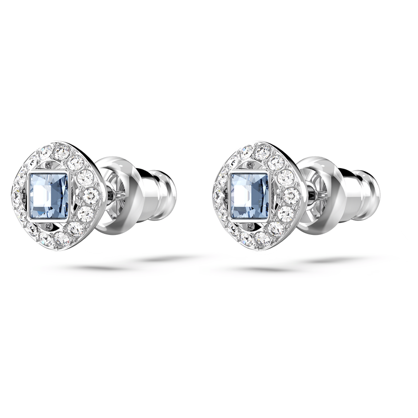 swarovski أقراط angelic دبوسية، قطع مربع، لون أزرق، طلاء روديوم