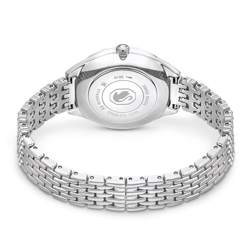 swarovski ساعة attract، صناعة سويسرية، سوار معدني، لون فضي، ستانلس ستيل