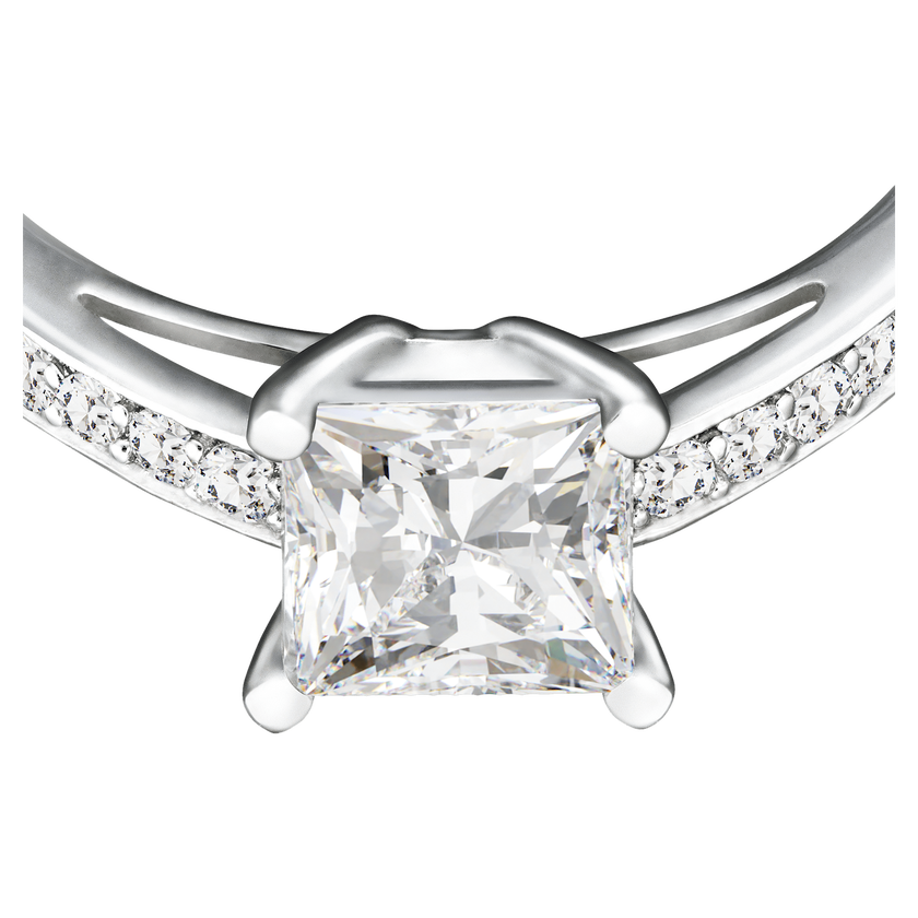 swarovski خاتم attract، pav ، لون أبيض، طلاء روديوم