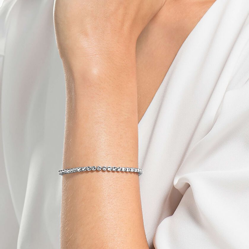 swarovski سوار تنس imber emily، قطع دائري، لون أزرق، طلاء روديوم