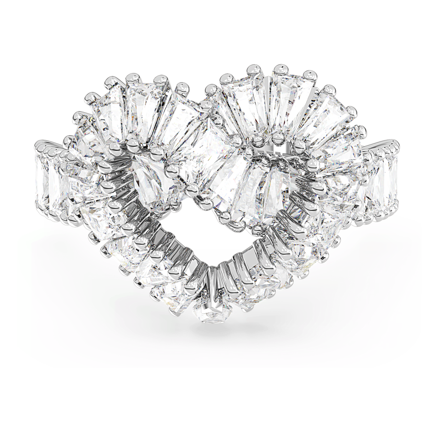 swarovski خاتم matrix، قطع متنوع، شكل قلب، لون أبيض، طلاء روديوم