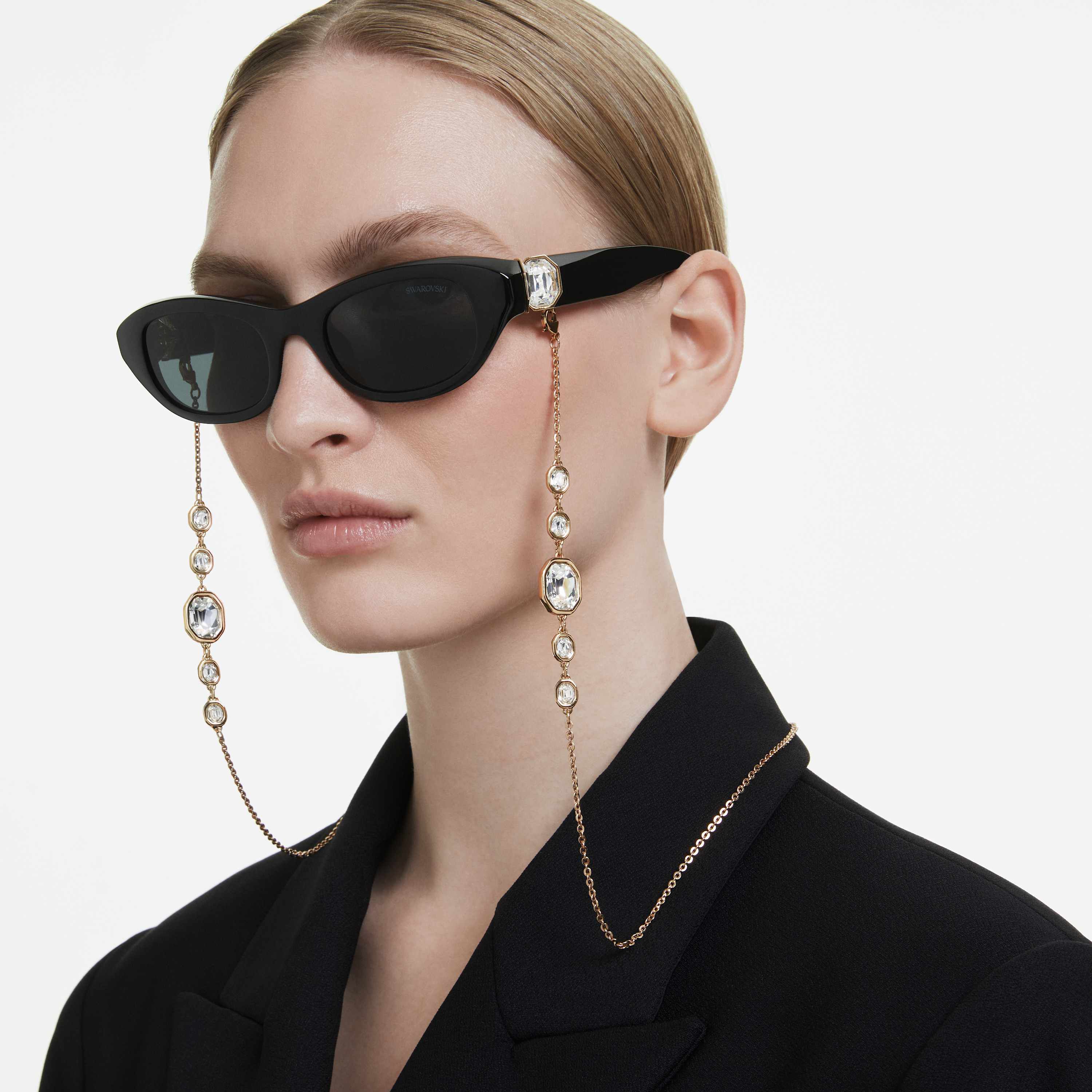 swarovski نظارة شمسية، على شكل وسادة، لون أسود