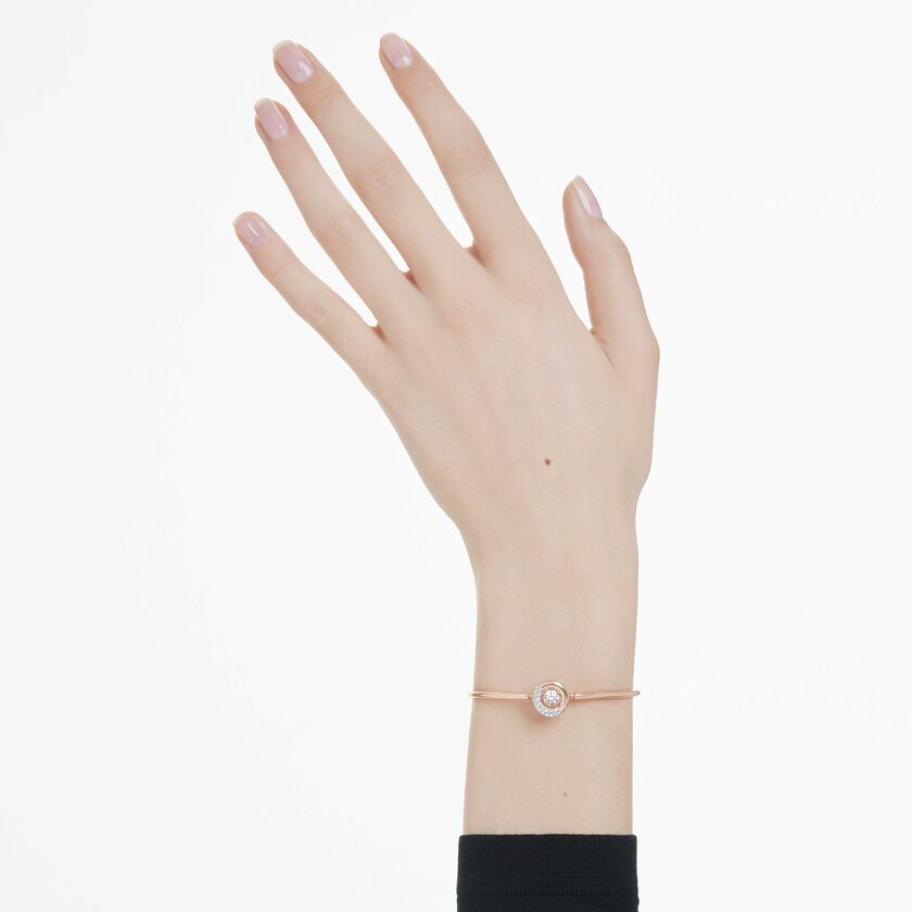 swarovski سوار dextera، قطع مستدير، لون أبيض، طلاء باللون الذهبي الوردي