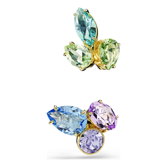 swarovski حلية للأذن gema، تصميم غير متماثل، قطع متنوع، ألوان متعددة، طلاء باللون الذهبي