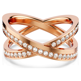 swarovski خاتم delta، قطع مستدير، لون أبيض، طلاء بلون ذهبي وردي